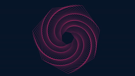 espiral rosa mística formada por intrincadas líneas tejidas sobre un fondo oscuro