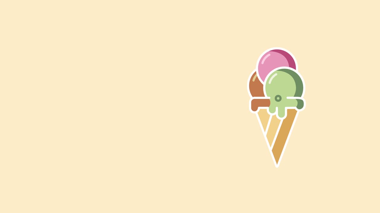 video in 4k di un gelato animato con tre palle.