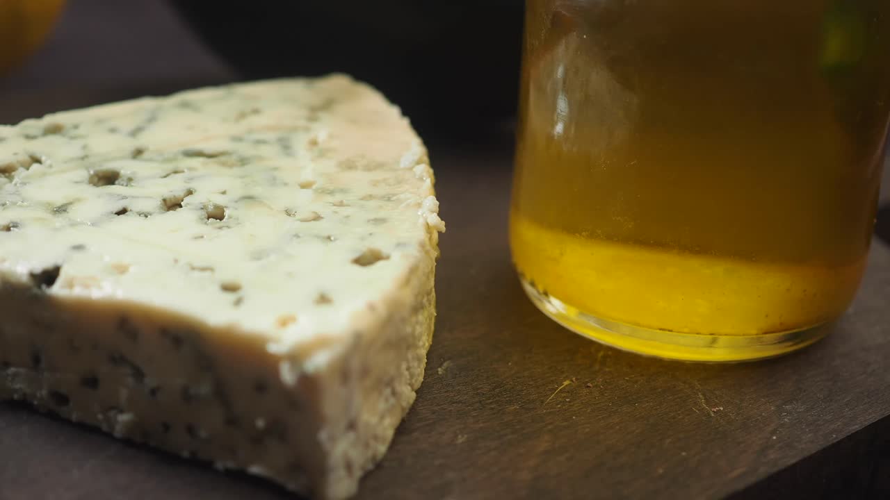 Close-up of Blue Cheese with Honey