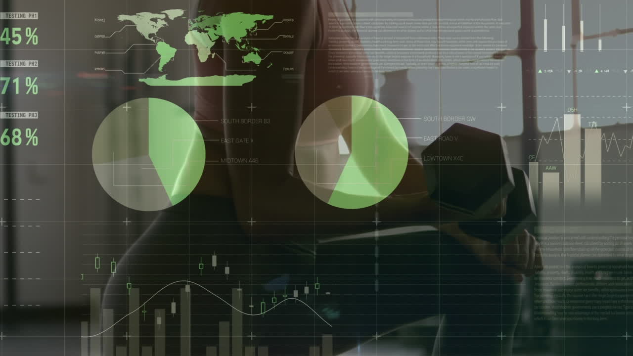 animación del procesamiento de datos y estadísticas sobre el ejercicio de mujeres fuertes