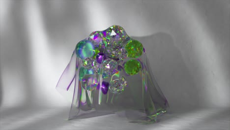 rendering 3d abstracto de gemas y cristales de colores