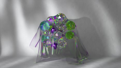 abstract 3d render of colorful gems and crystals