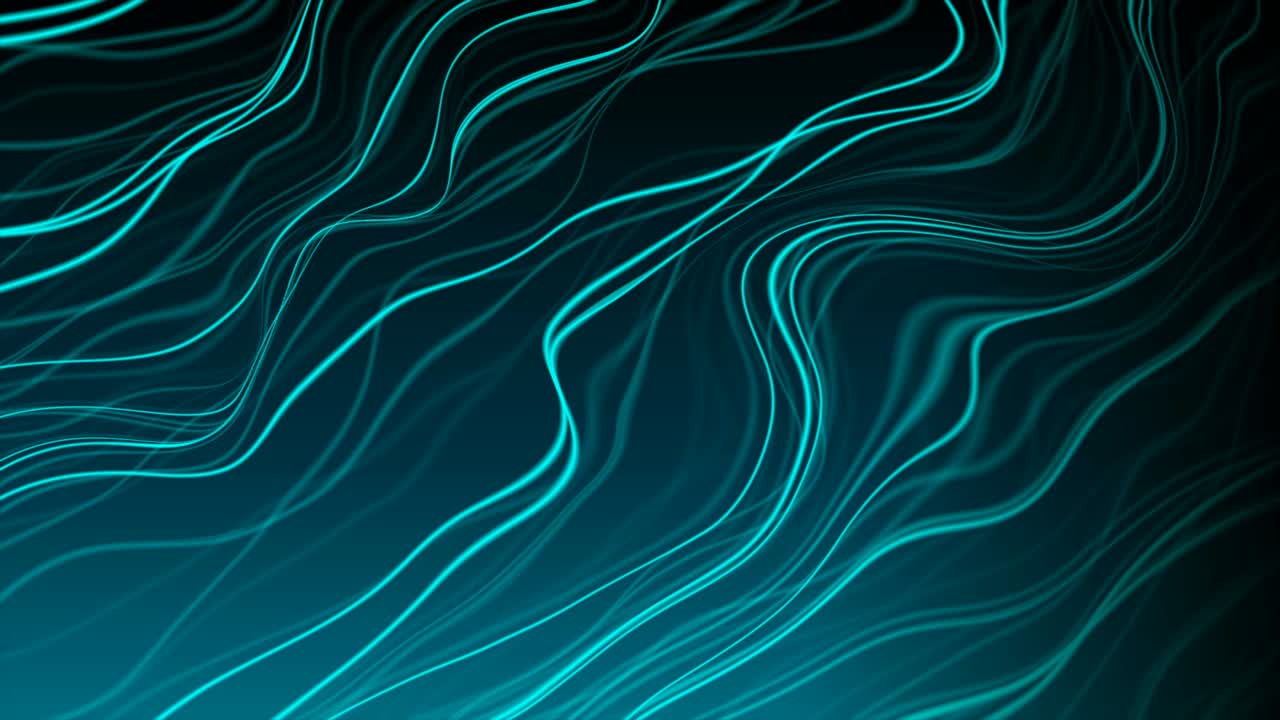 líneas onduladas líquidas luminosas azules abstractas luces de neón fondo de movimiento