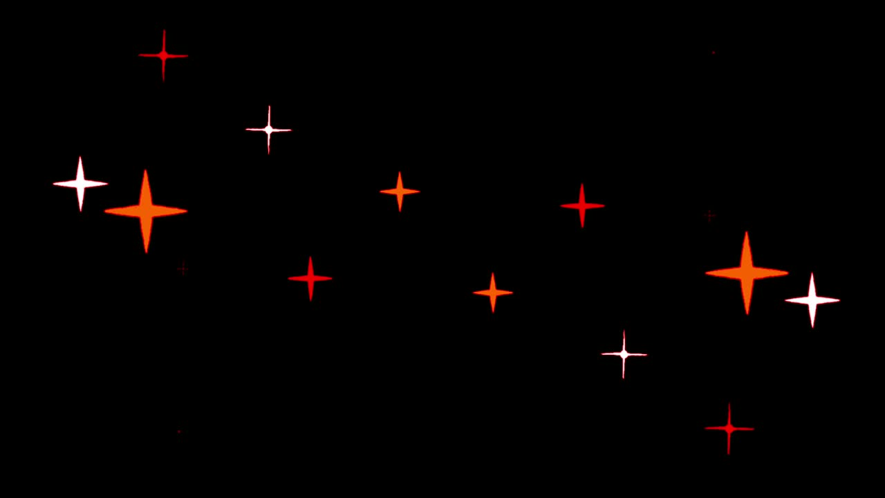 animación estrellas rojas en forma de chispas en fondo negro.