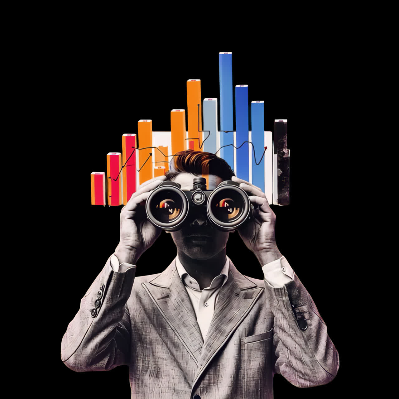 Analytics vision futuristic innovation animation isolated asset, transparent 4K video, alpha