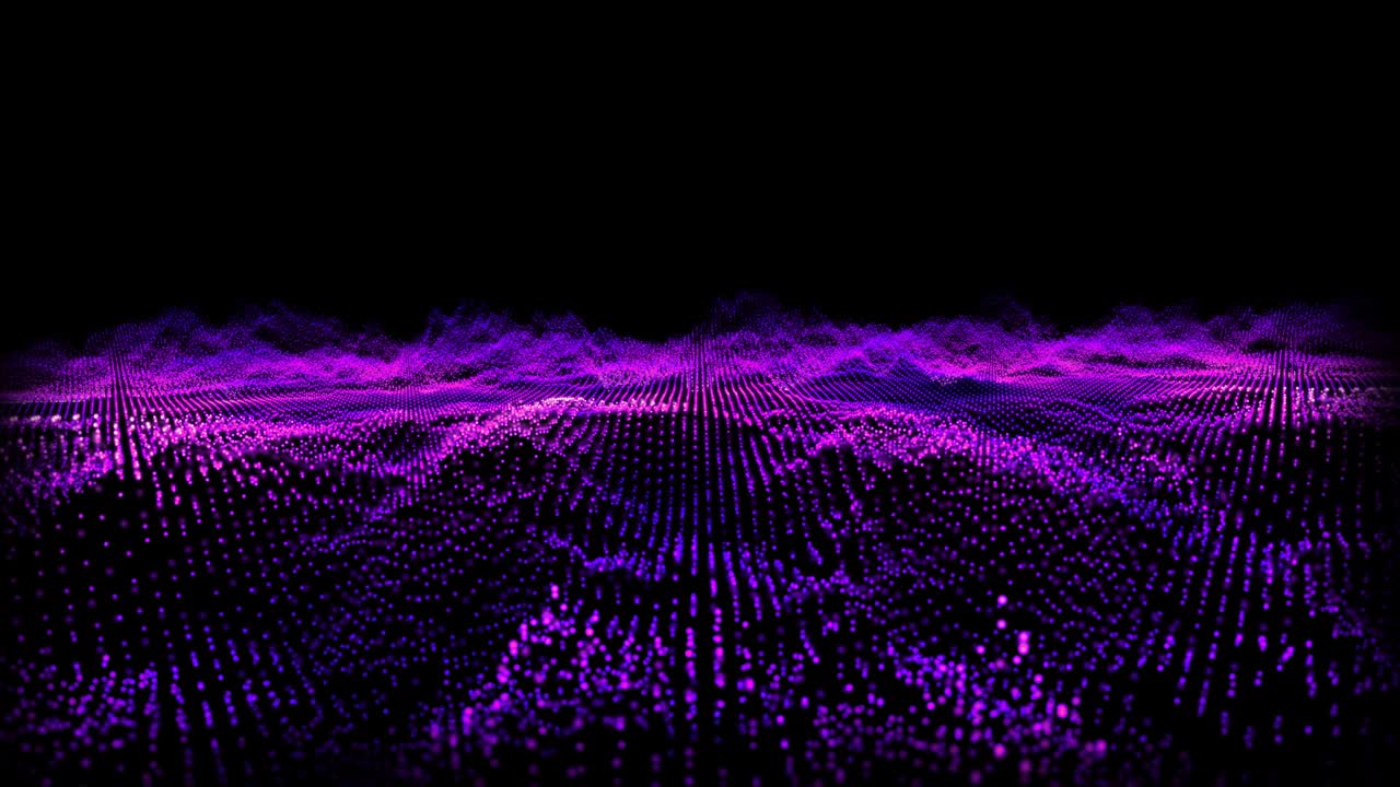 Futuristic abstract violet purple waveform sound audio music ball oscillation, visualization wave technology digital surface