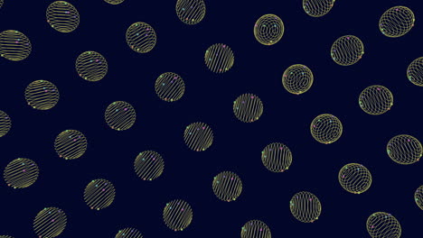 circular pattern of yellow outlined circles on black background