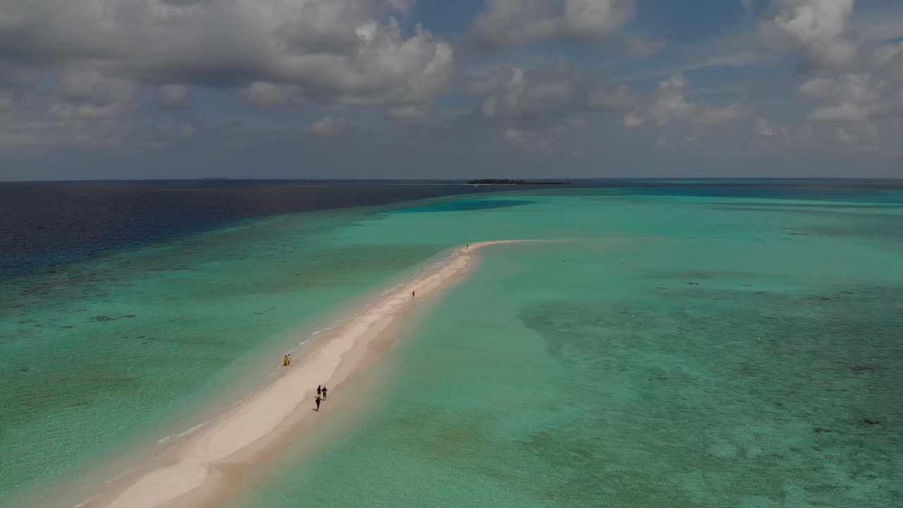 Aerial View of a Sandbar in the Maldives