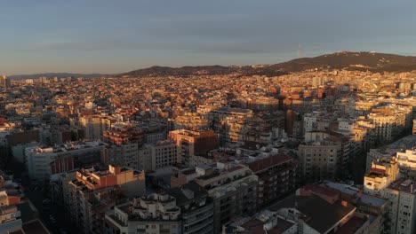 dawn aerial view of barcelona with beautiful patterns in spain