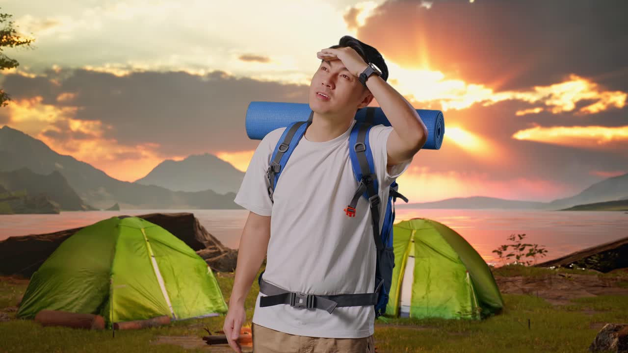 Tired Camper at Sunset