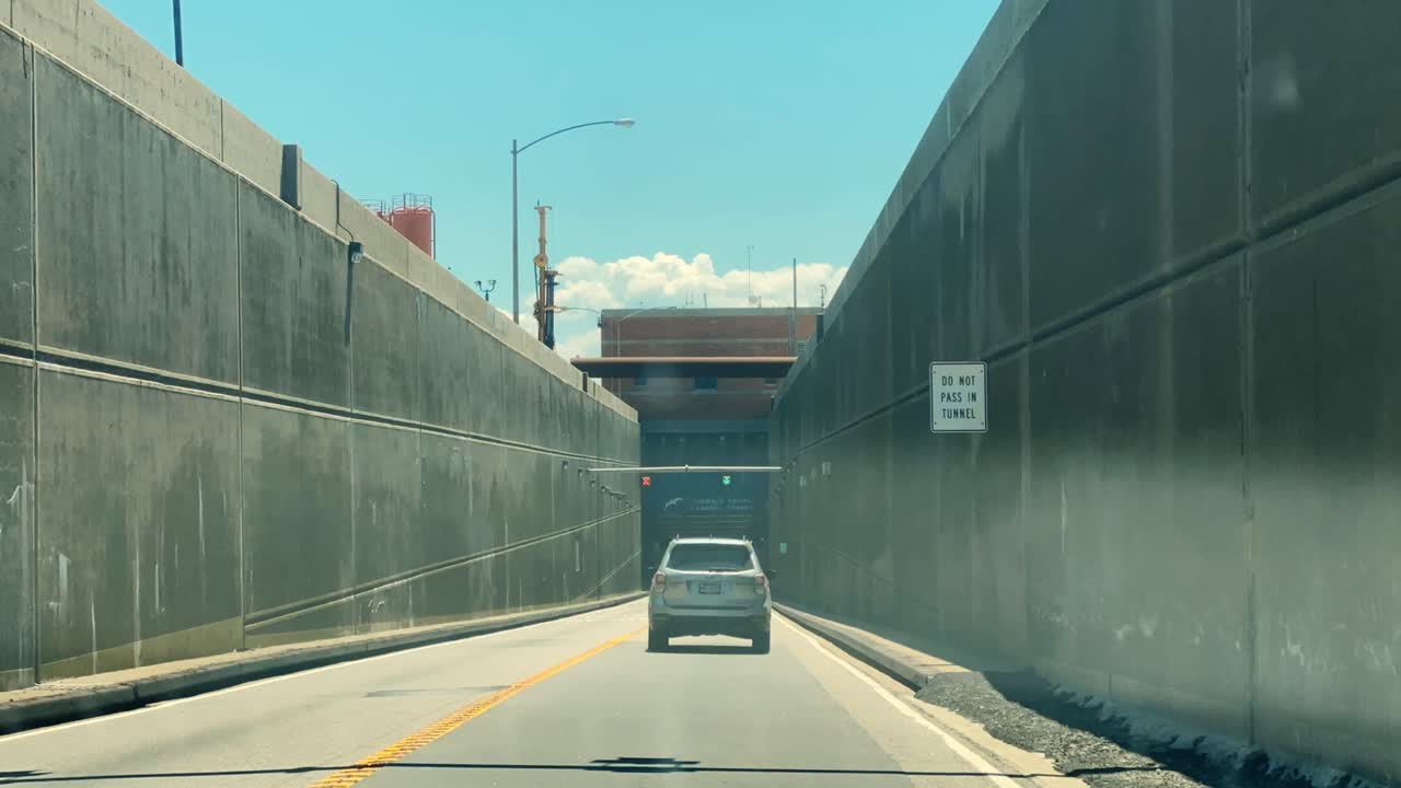 A driving time lapse hyper lapse of the Chesapeake Bay Bridge Tunnel in Virginia