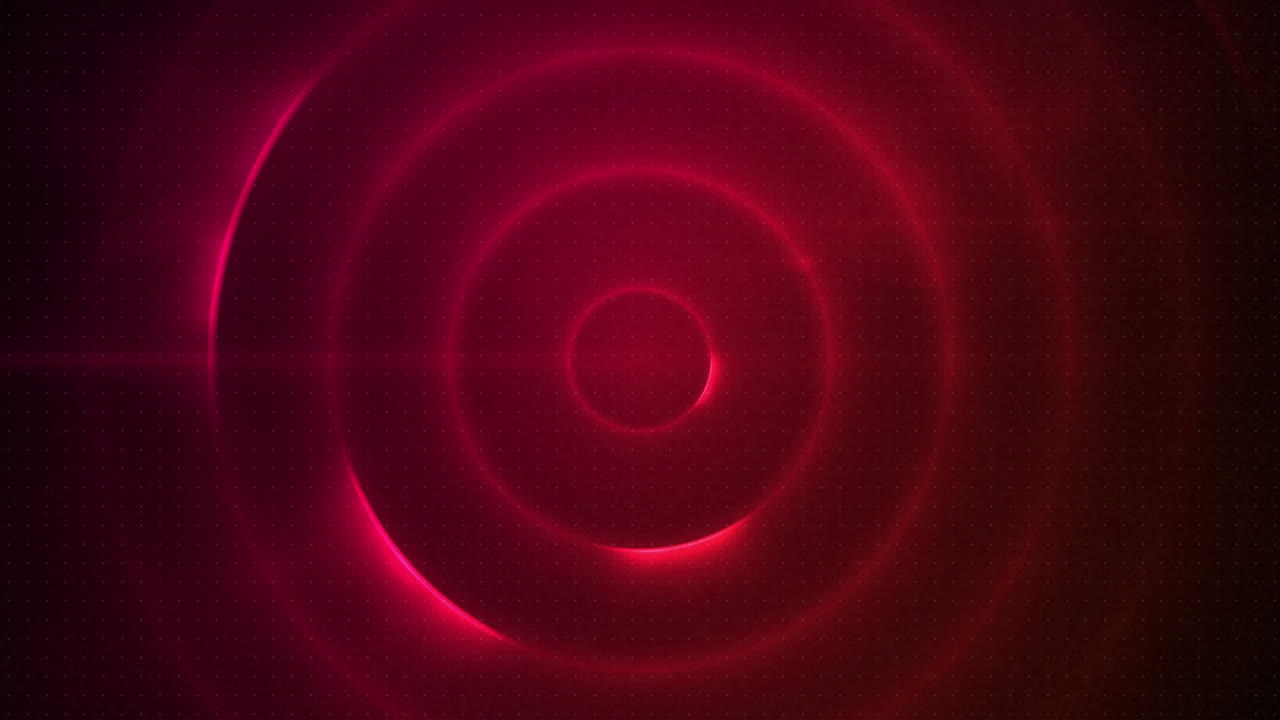 디지털 애니메이션 라운드 네온 스 ⁇  스캔 빨간 배경에 형성되는 원 위에