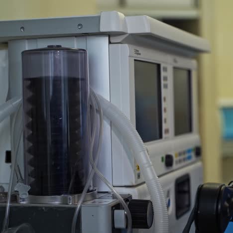 modern medical equipment for surgical operations. artificial lung ventilation pumping the air to the patient under anesthesia. close up