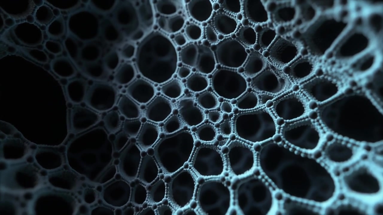 Abstrakt 3D fraktalnetværk med organisk cellestruktur
