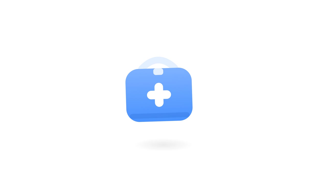 Animated Blue First Aid Kit Icon on White Background