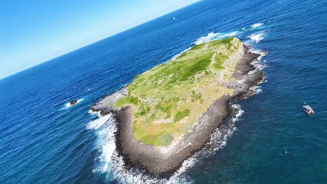 drone captures volcanic rock formations at fingal head