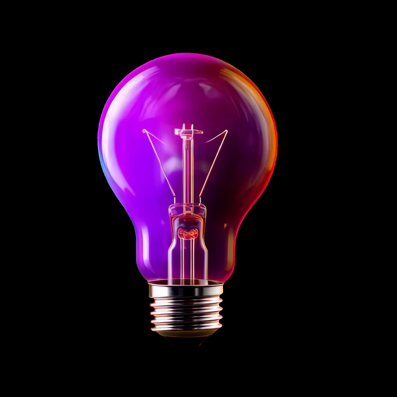 Vibrant colorful light bulb creativity animation isolated asset, transparent 4K video, alpha