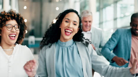 work dance, celebration and diversity of business