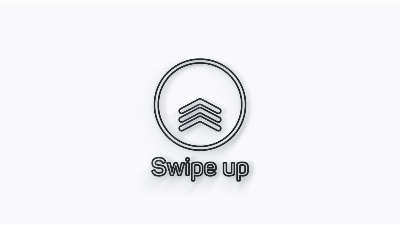 Line Swipe up animation button. Application and social network icons, swipe up for advertising. Social media scroll arrows. 4K video animation with alpha channel