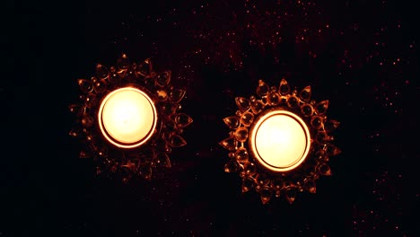 Closeup of Diya wax candles for Diwali festival party celebration event