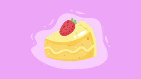 a slice of yellow cake with a strawberry