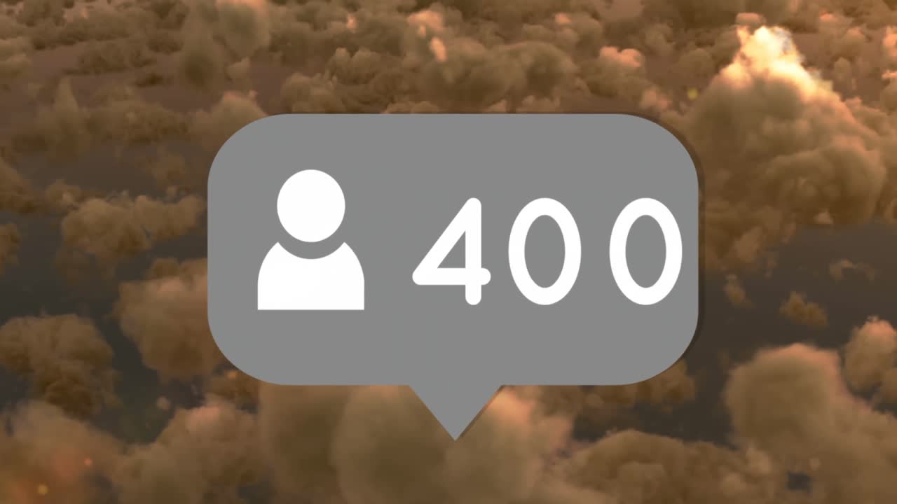 animación de burbuja de habla con números sobre nubes