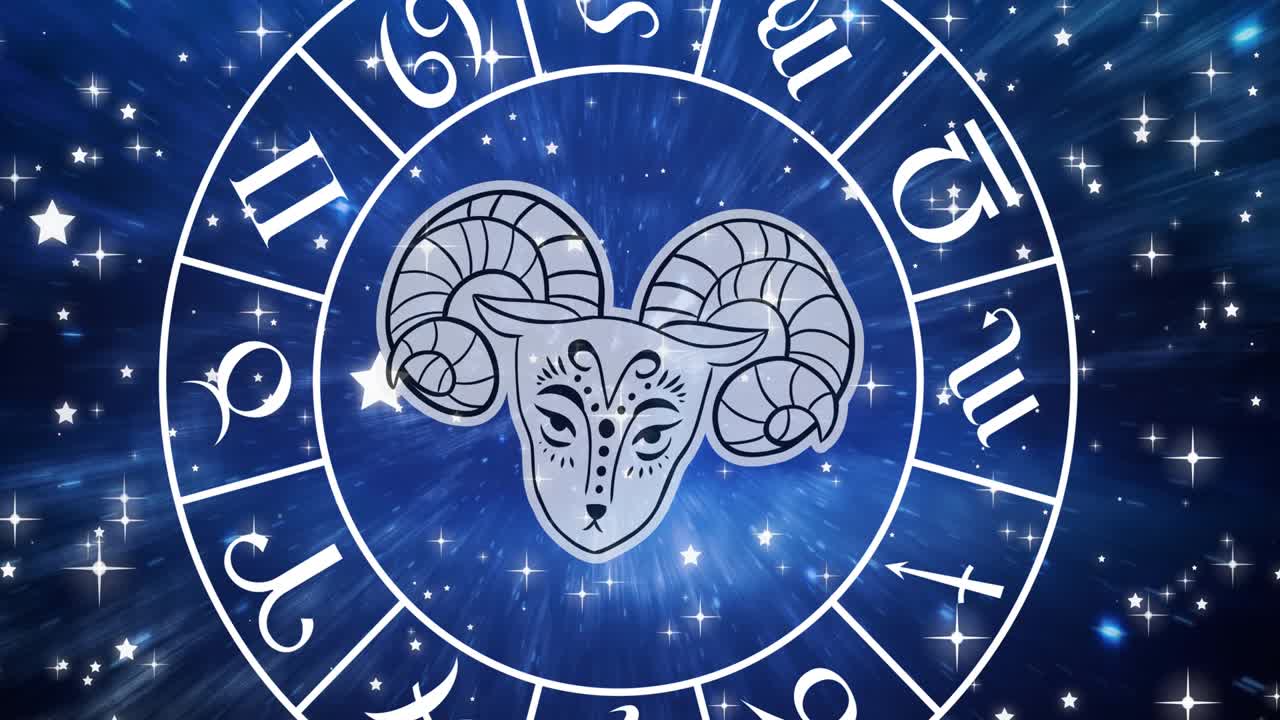 반 ⁇ 이는 별 위에 회전하는 별자리 바 ⁇ 에서 양자 별자리 기호의 애니메이션