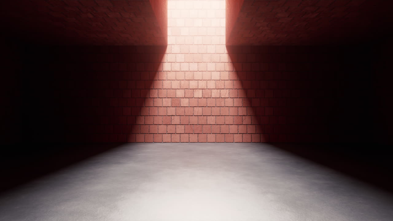 벽돌 벽으로 된 빈 방, 3d 렌더링