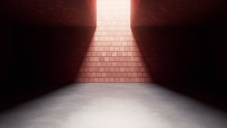 una habitación vacía con una pared de ladrillo, renderización en 3d.