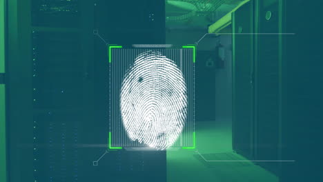 animation of biometric fingerprint and data processing over computer servers