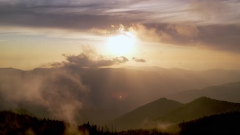 aerial sunset pullout blue ridge mountains and appalachian mountain range