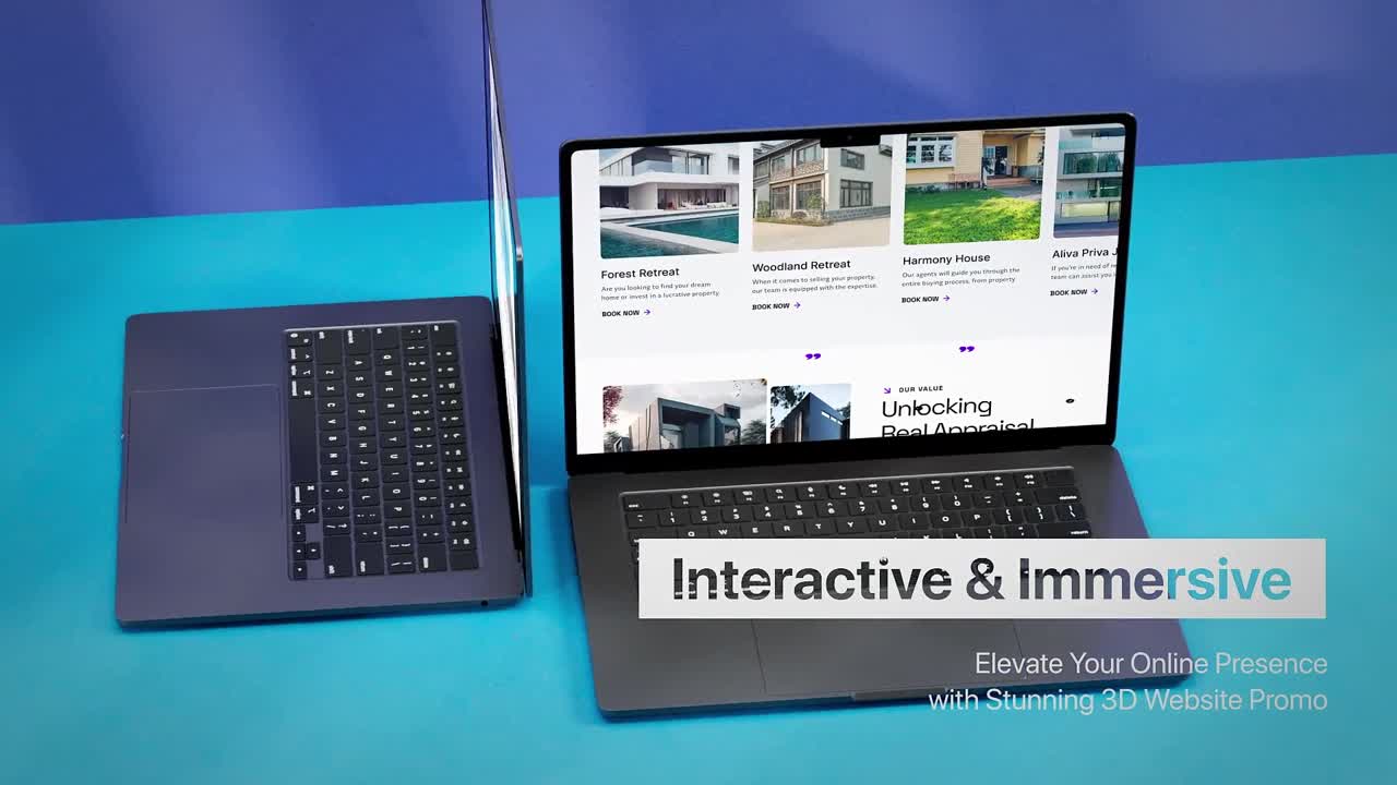 Advanced 3d modern website promo template for tech startup and digital presentation