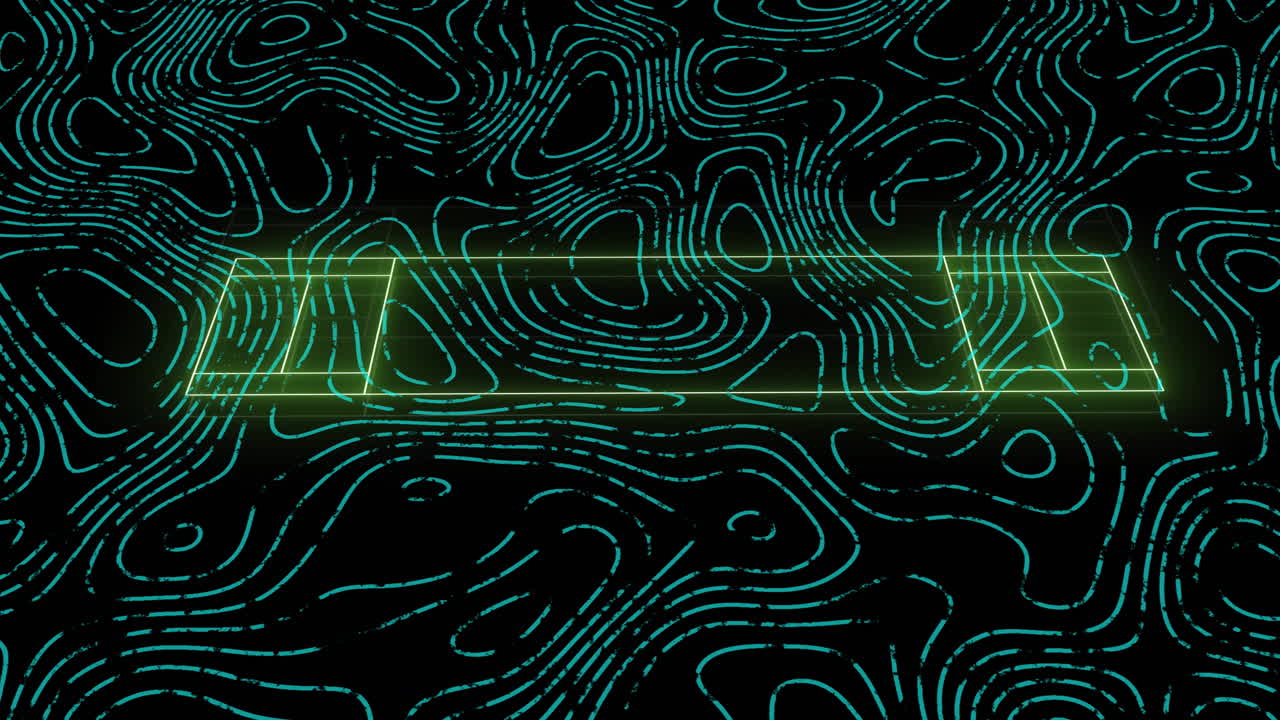 анимация зеленых светящихся линий над неоновым спортивным полем