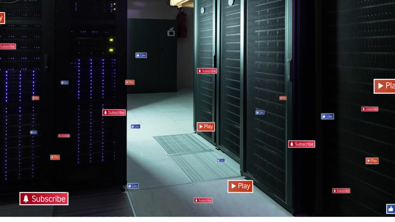 animación de los iconos de notificación en la sala del servidor de datos