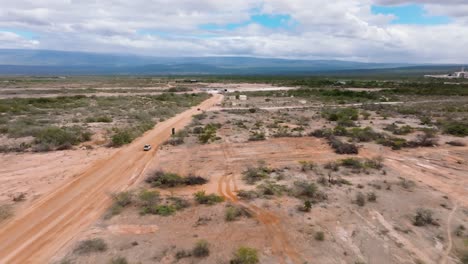 drone flying over rural area for construction of iberostar and hyatt hotels along pedernales beach in dominican republic