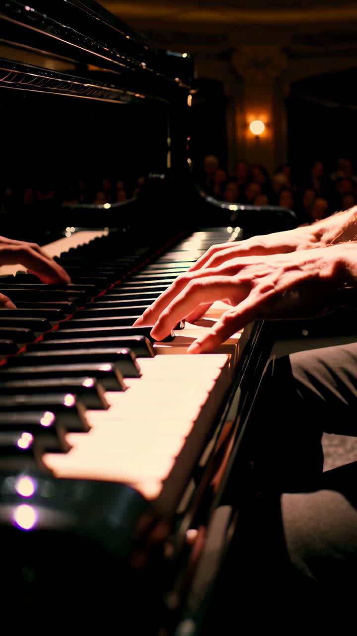 Pianist performing at a concert hall