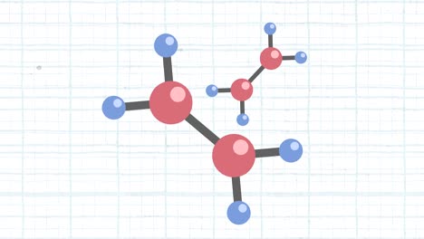 animation of several molecules with a blue grid on a white background