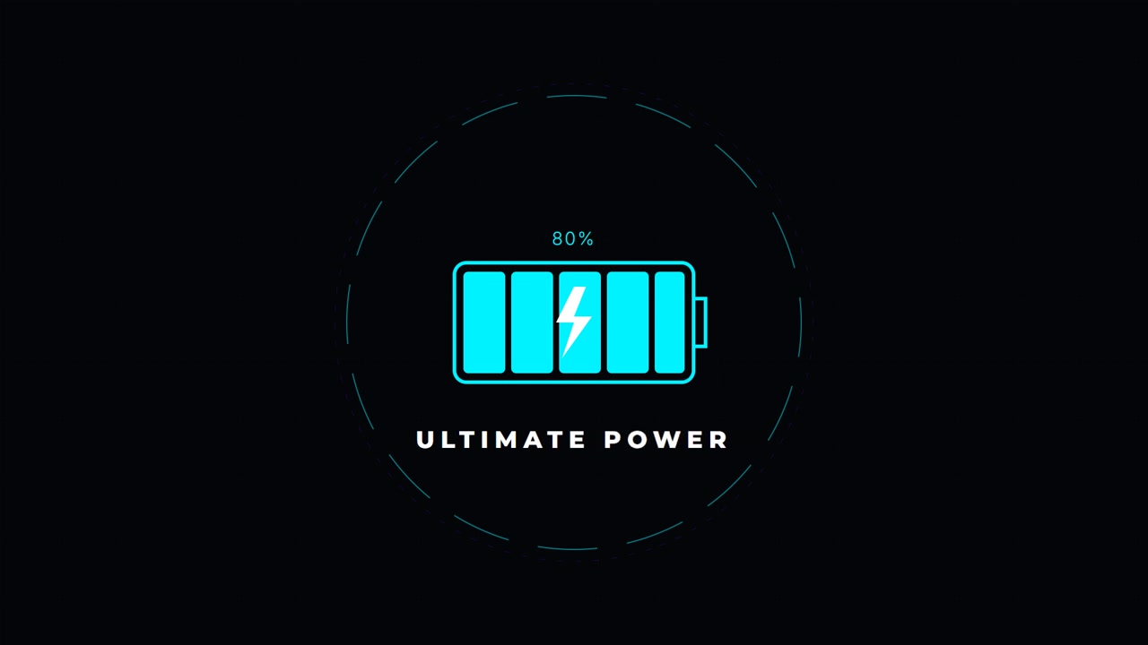 Animazione digitale del progresso di ricarica della batteria con contatore percentuale