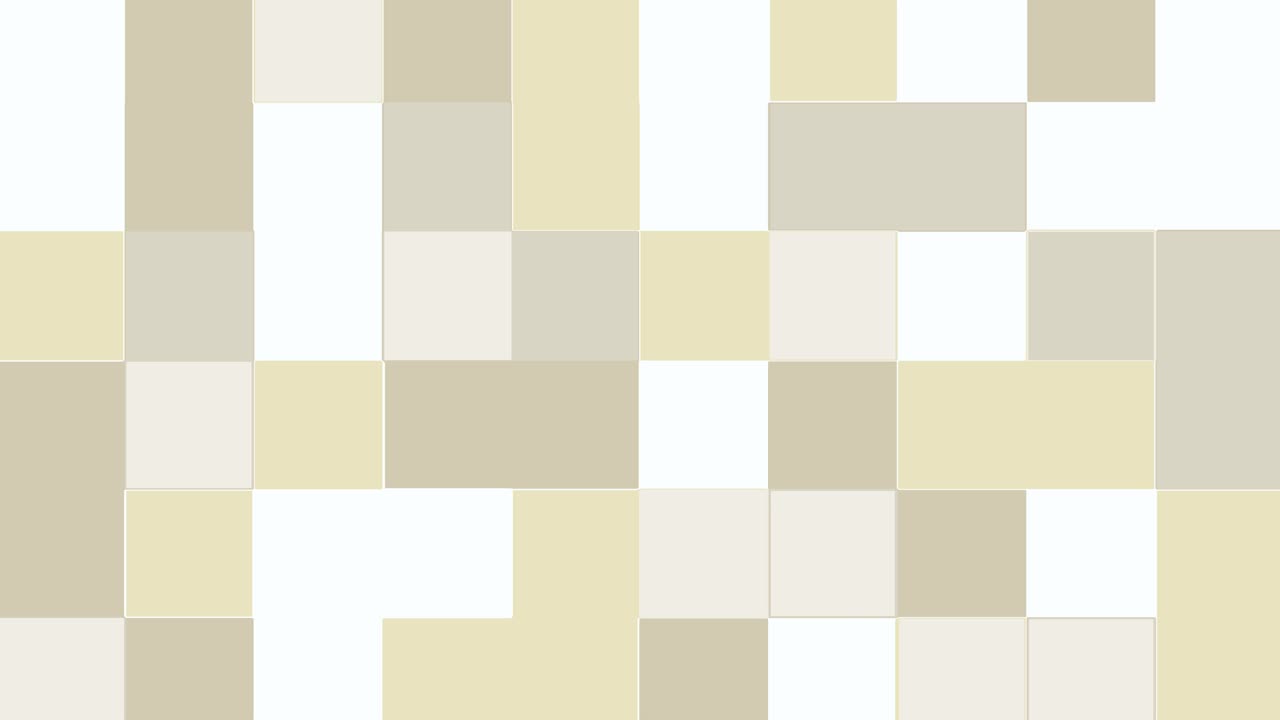 색 배경에서 움직이는 회색과 노란색 블록 모양의 추상적인 애니메이션.