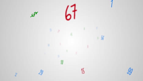 animación digital de coloridas letras y números aleatorios que se mueven contra un fondo blanco