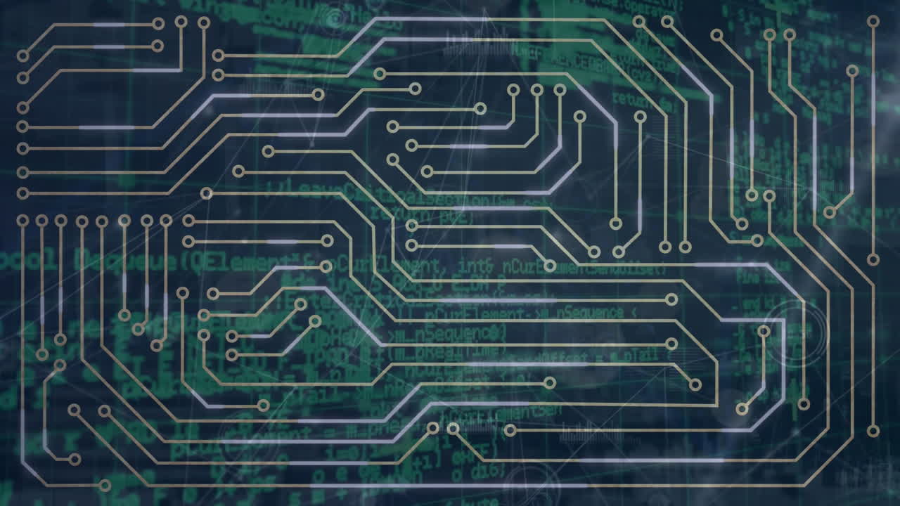 animación del procesamiento de datos a través de una red de conexiones