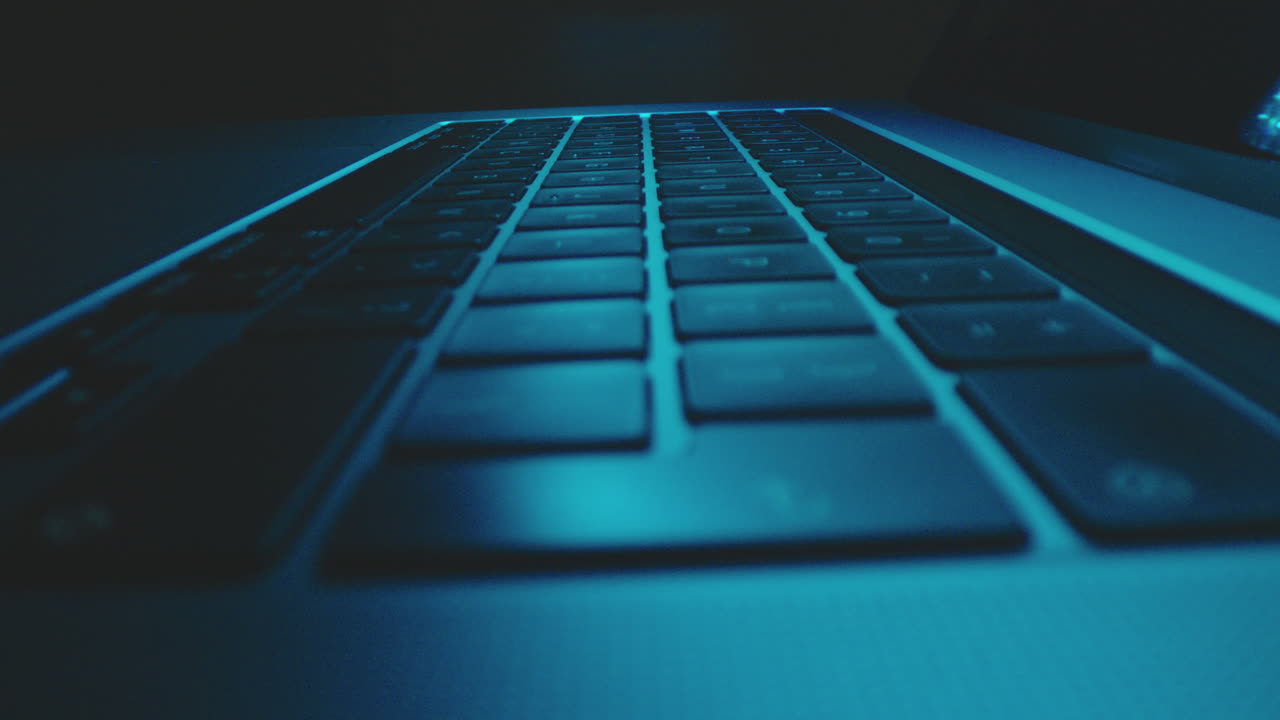 노트북 키보드의 클로즈업