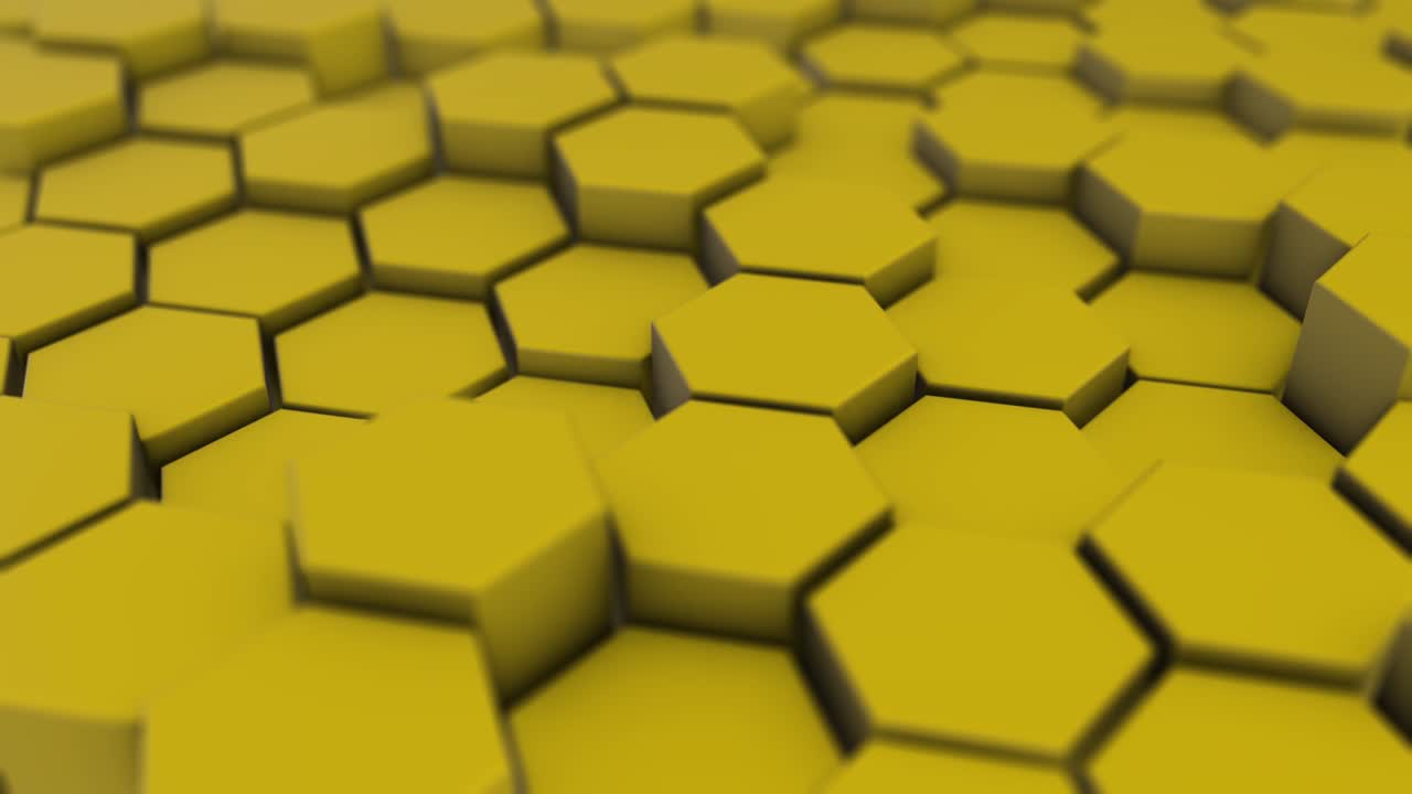 fondo de movimiento hexagonal abstracto amarillo. bucle sin costuras, 4k