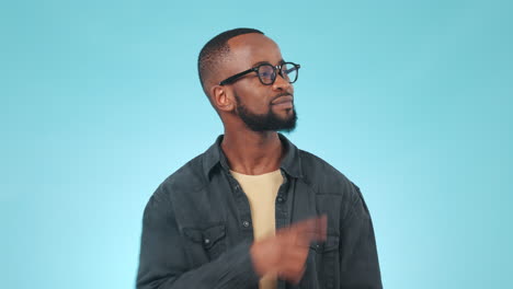 black man, pointing at choice