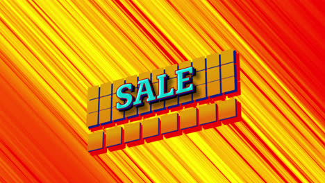 sale written in blue over diagonal orange and red lines moving seamlessly in background