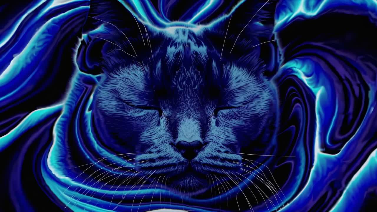 el retrato del gato azul místico