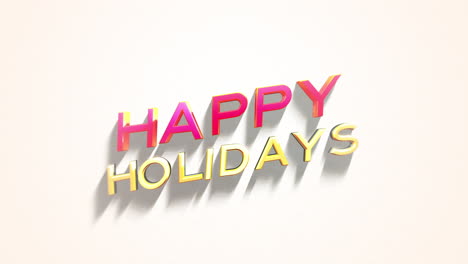 colorful 3d happy holidays text on white background