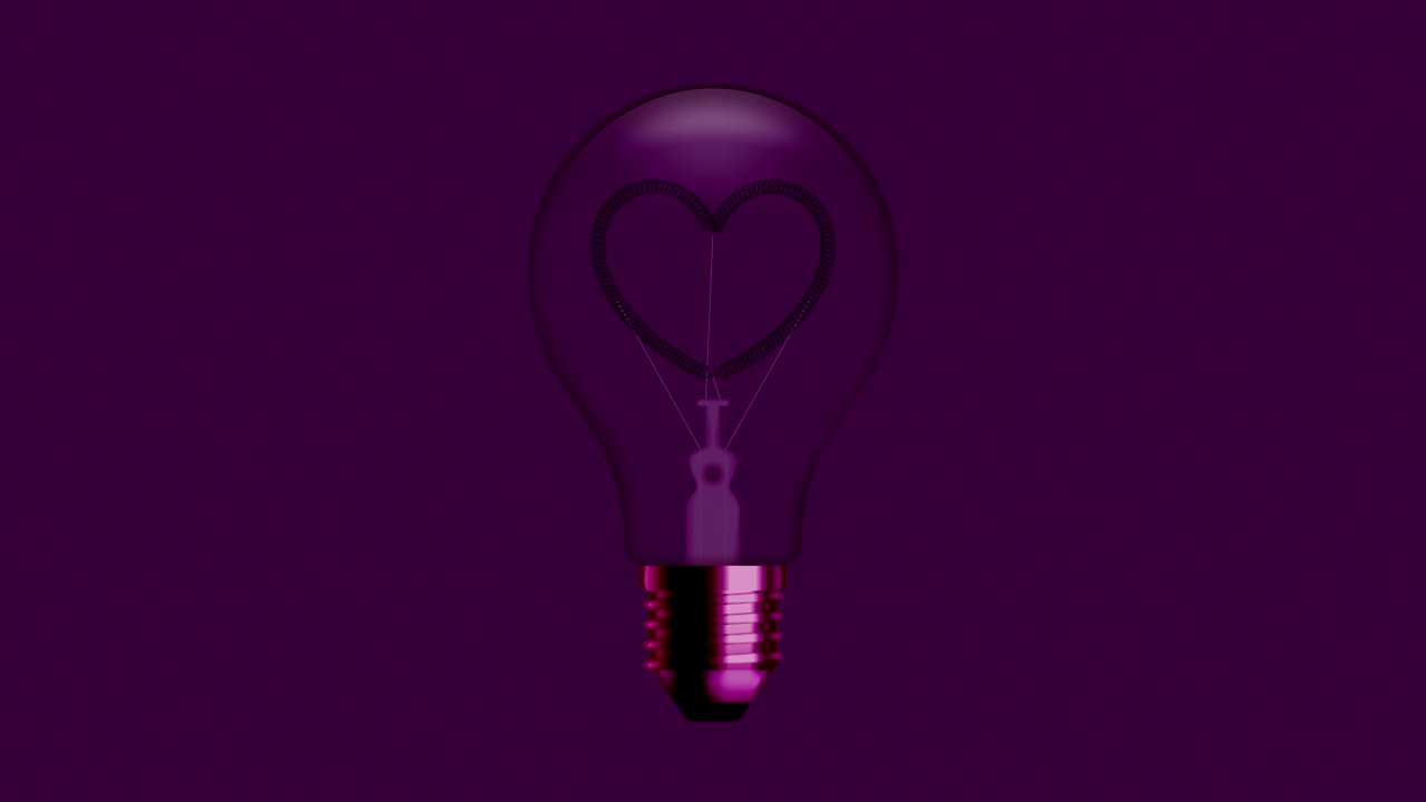 Alphabet Incandescent light bulb blink switch on set Love heart valentine concept, illustration isolated glow in pink gradient background seamless looping animation 4K, with copy space