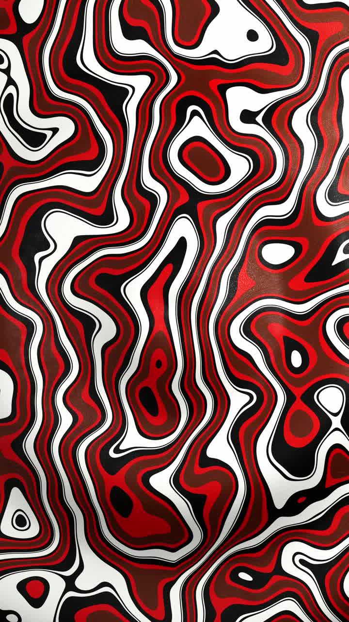 Black and red abstract design shows lines. Vertical looped video