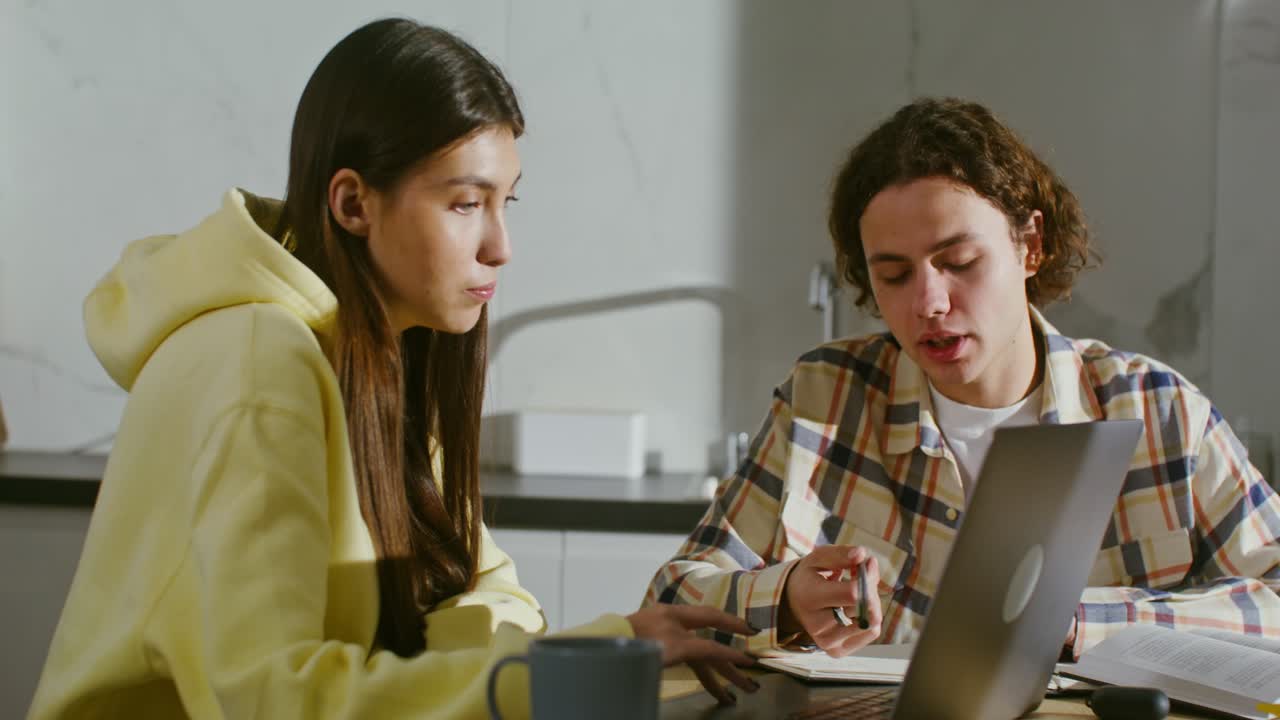 jóvenes adultos que estudian juntos en casa